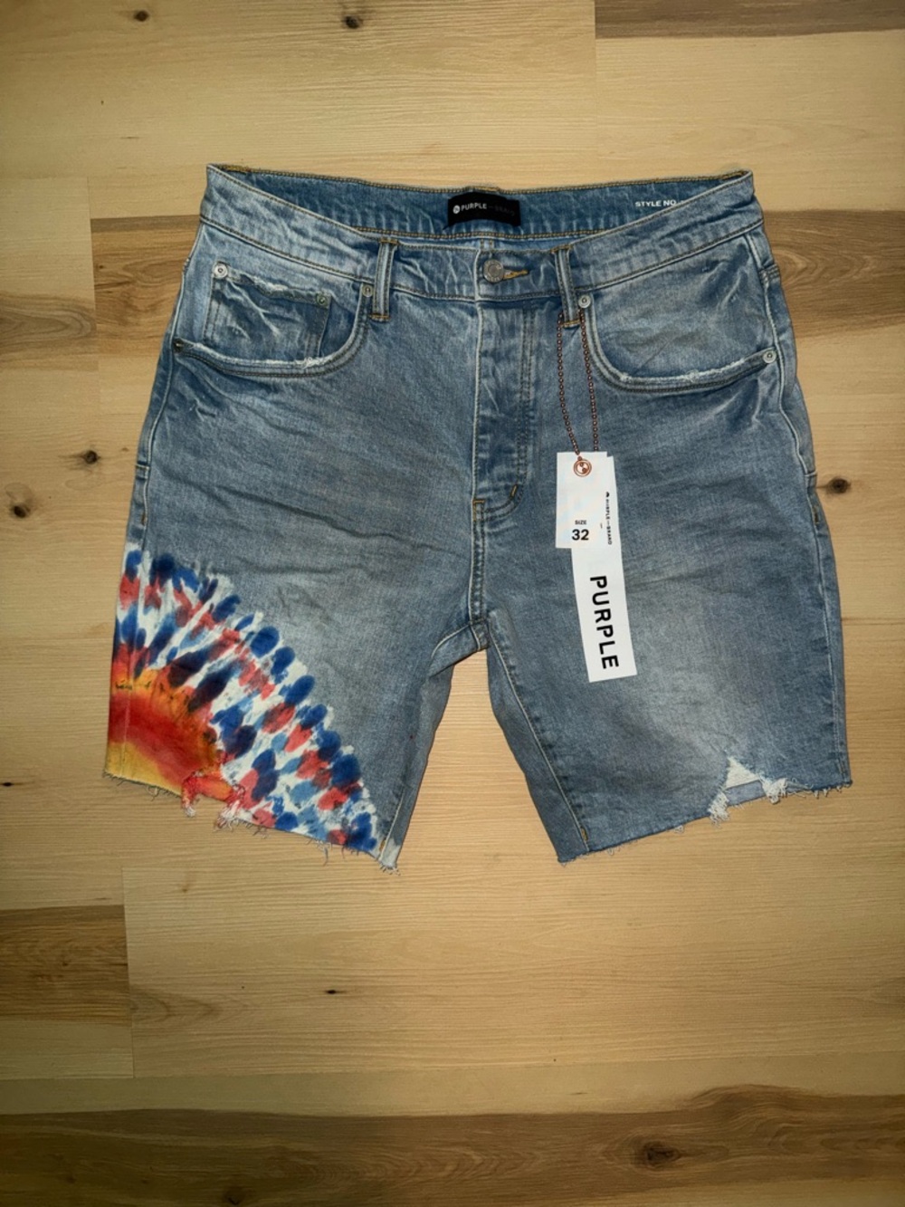 Purple Tie Dye Jean Shorts